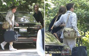 Exclusive... 51374624 Couple Brad Pitt and Angelina Jolie arriving at a hotel for a little weekend getaway in Los Angeles, California on April 5, 2014. FameFlynet, Inc - Beverly Hills, CA, USA - +1 (818) 307-4813