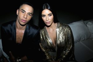 PARIS, FRANCE - SEPTEMBER 29: Olivier Rousteing and Kim Kardashian West attend the Balmain aftershow party as part of the Paris Fashion Week Womenswear Spring/Summer 2017 on September 29, 2016 in Paris, France.  (Photo by Victor Boyko/Getty Images)