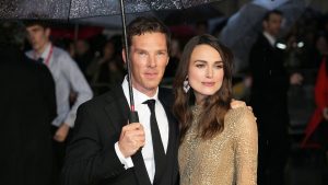 British actors Benedict Cumberbatch and Keira Knightley pose for photographers upon arrival at the premiere of the film The Imitation Game, which opens the BFI London Film Festival in London, Wednesday, Oct. 8, 2014. The festival runs through until Oct.19. (Photo by Grant Pollard/Invision/AP)