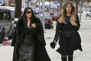 Woodland Hills, CA - Part 2 - Kim and Khloe Kardashian arrived at ski and snowboard supply shop Sports Limited on Friday afternoon to film a scene for 'Keeping Up with the Kardashians' with honorary bro-in-law Scott Disick. The curvy sisters both rocked vampy, all-black ensembles, looking a bit overdressed for the uber-casual sporting goods store. Kim donned a leather pencil skirt, low-cut blouse, Victorian-style boots and a fur coat, while Khloe competed in a peplum top, skin-tight jeans, and an open toe buckled heels.  AKM-GSI        January  30, 2015 To License These Photos, Please Contact : Steve Ginsburg (310) 505-8447 (323) 423-9397 steve@akmgsi.com sales@akmgsi.com or Maria Buda (917) 242-1505 mbuda@akmgsi.com ginsburgspalyinc@gmail.com