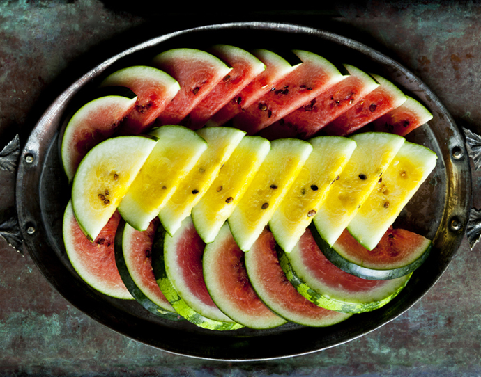 Sliced Watermelon On A Platter