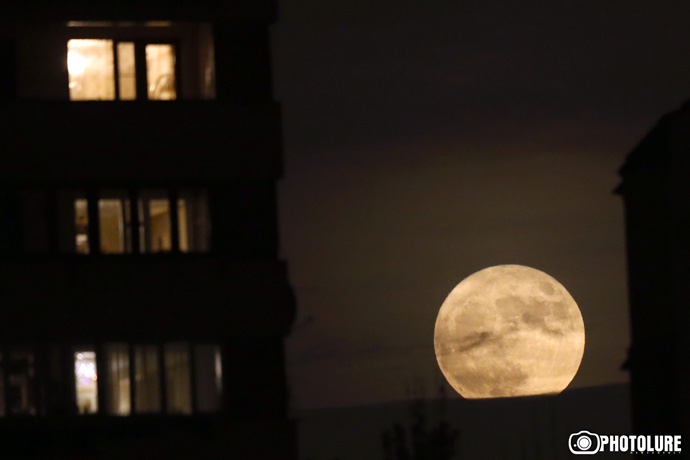 The supermoon rises in Yerevan, Armenia