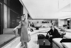 Ivana and Donald Trump relax in the living room of their Manhattan apartment on March 12, 1979.