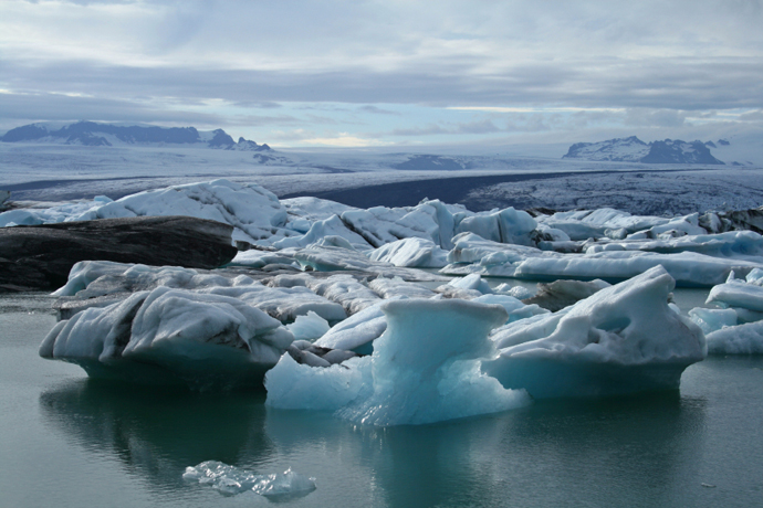 Icebergs in the Jokulsarlon lagoon on Iceland.
