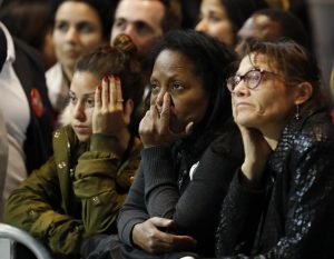 Supporters of Hillary Clinton react at her election night rally in Manhattan. REUTERS/Lucas Jackson