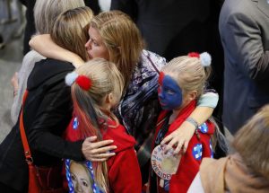 Supporters of Hillary Clinton react at her election night rally in Manhattan. REUTERS/Shannon Stapleton