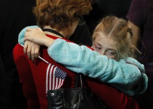 Supporters of Hillary Clinton react at her election night rally in Manhattan, New York. REUTERS/Shannon Stapleton